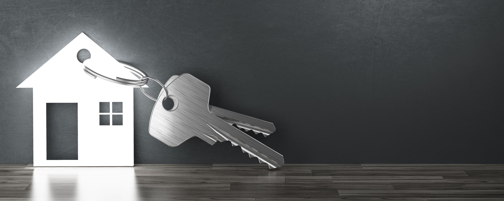 House's keys, new home, render 3d illustration